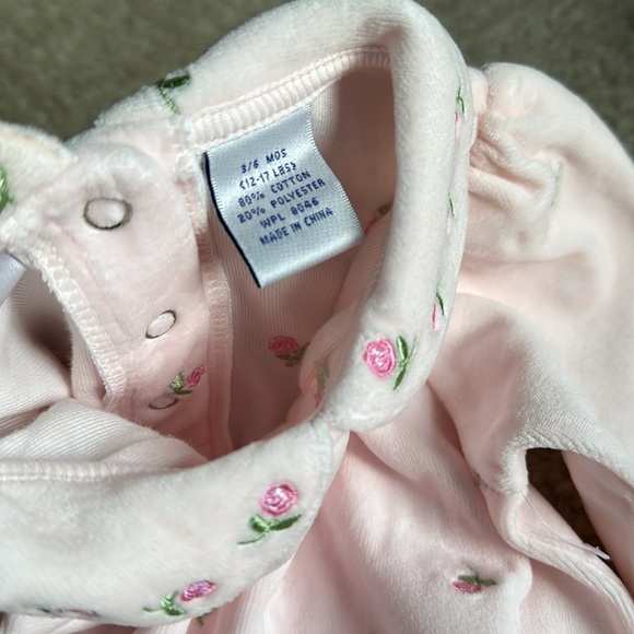 First Impressions 3 piece matching pink velour rose outfit NWT - Picture 5 of 11